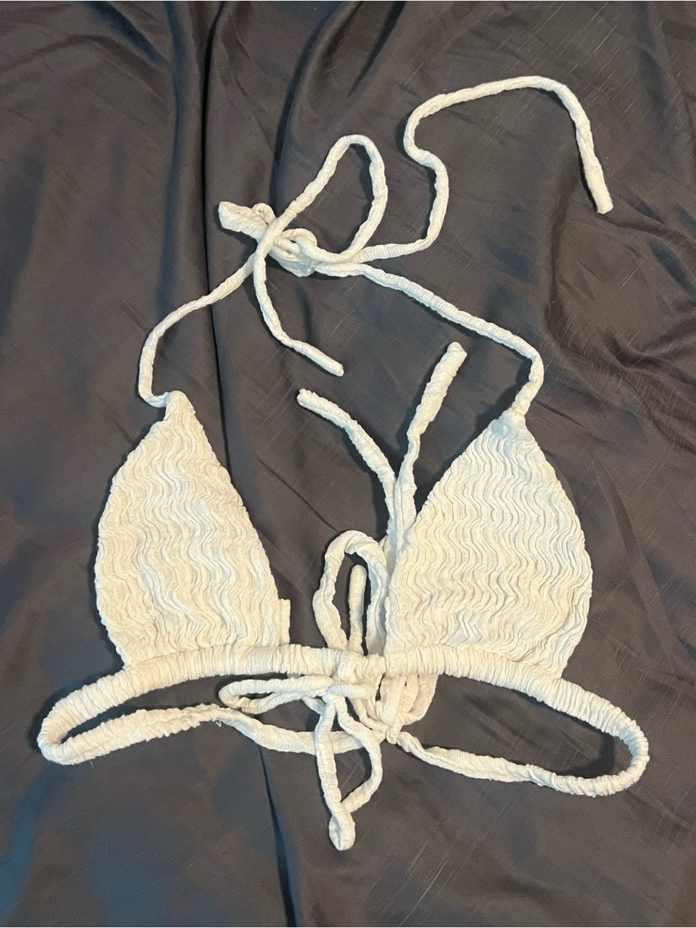 VGUC Montce Cream Ribbed Triangle Bikini Top in White Size Small